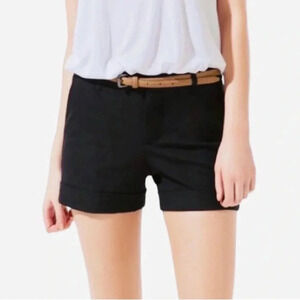 ZARA BASIC | Mid-Rise Cuffed Hem Black Dressy Shorts Size S